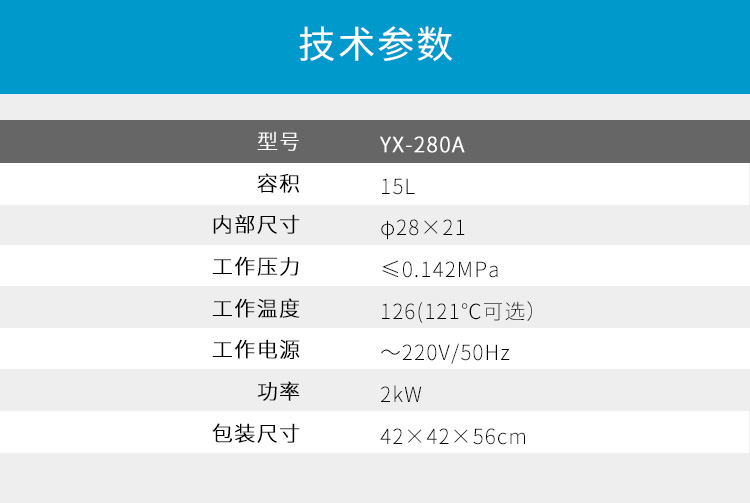 上海三申YX-280A手提式不锈钢压力蒸汽灭菌器消毒锅高压灭菌锅 定时数控24L锅